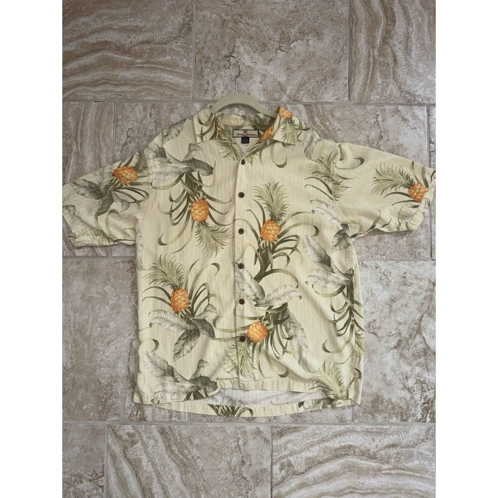 Tommy Bahama Men's Hawaiian Shirt 100% Silk Pineapple Print Summer Fun‎ Size M